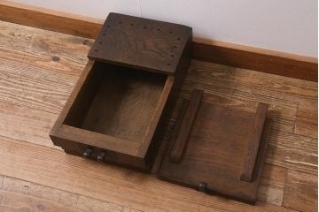 アンティーク雑貨　古民具・骨董　明治大正期　風情あふれる佇まいが魅力的な銭箱(銭函)(R-042247)