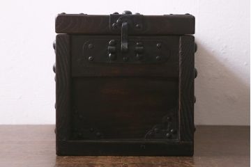 中古　アンティーク風家具　渋い和の雰囲気が魅力の銭箱(銭函)(R-042248)