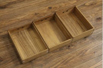 和製アンティーク　指物家具　タモ材　一風変わった造りの折り畳み式文机(座机、在宅用、在宅ワーク、サイドチェスト)(R-042249)