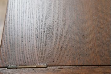 和製アンティーク　指物家具　タモ材　一風変わった造りの折り畳み式文机(座机、在宅用、在宅ワーク、サイドチェスト)(R-042249)