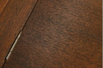 和製アンティーク　指物家具　タモ材　一風変わった造りの折り畳み式文机(座机、在宅用、在宅ワーク、サイドチェスト)(R-042249)