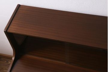 ヴィンテージ家具　イギリス　チーク材　Nathan(ネイサン)　扉が作業台になるキャビネット(収納棚、カップボード、ビンテージ)(R-042252)