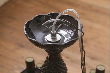 中古　14灯　大人の空間を演出する洗練された黒いシャンデリア(天井照明、吊り下げ照明)(R-042258)