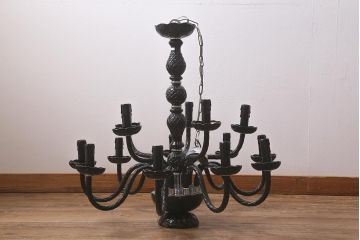 中古　14灯　大人の空間を演出する洗練された黒いシャンデリア(天井照明、吊り下げ照明)(R-042258)