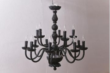 中古　14灯　大人の空間を演出する洗練された黒いシャンデリア(天井照明、吊り下げ照明)(R-042258)