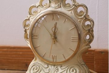 アメリカヴィンテージ　united Clock(ユナイテッドクロック)　アンティークテイストなランプ付き置時計(照明、スタンドライト、ビンテージ)(R-042260)