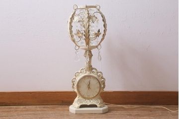 アメリカヴィンテージ　united Clock(ユナイテッドクロック)　アンティークテイストなランプ付き置時計(照明、スタンドライト、ビンテージ)(R-042260)