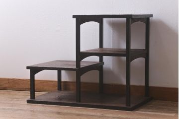 アンティーク家具　指物家具　高級杉材　浮造り仕上げの飾り棚(ディスプレイラック、収納棚、オープンラック)(R-042261)
