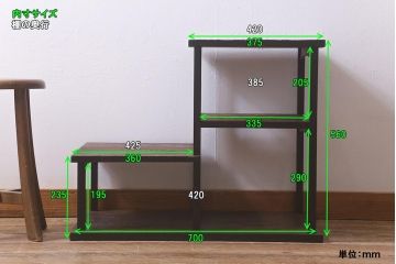 アンティーク家具　指物家具　高級杉材　浮造り仕上げの飾り棚(ディスプレイラック、収納棚、オープンラック)(R-042261)