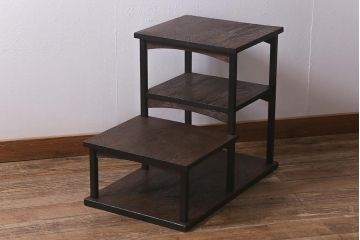 アンティーク家具　指物家具　高級杉材　浮造り仕上げの飾り棚(ディスプレイラック、収納棚、オープンラック)(R-042261)