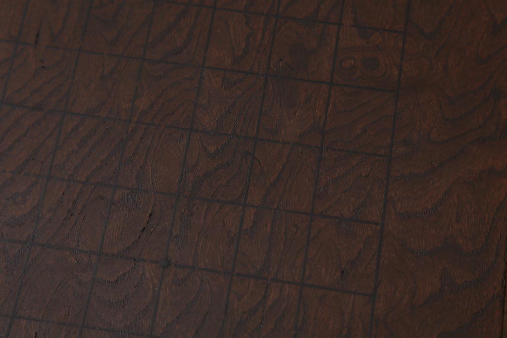 アンティーク雑貨　大正昭和初期　ケヤキ一枚板　古い木の味わいが楽しめる囲碁盤(ディスプレイ雑貨)(R-042262)