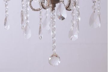 アンティーク照明　ヨーロッパアンティーク　5灯　プリーツのシェードが優しげな雰囲気のシャンデリア(天井照明、吊り下げ照明)(R-042268)