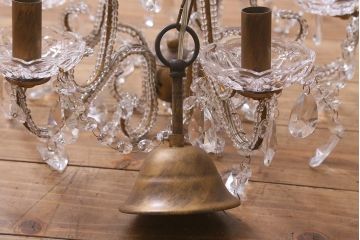 アンティーク照明　ヨーロッパアンティーク　5灯　プリーツのシェードが優しげな雰囲気のシャンデリア(天井照明、吊り下げ照明)(R-042268)