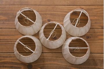 アンティーク照明　ヨーロッパアンティーク　5灯　プリーツのシェードが優しげな雰囲気のシャンデリア(天井照明、吊り下げ照明)(R-042268)