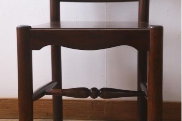 中古　松本民芸家具　艶のある木肌が上品なラダーバックチェア(ダイニングチェア、板座、椅子)(R-042271)