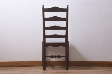 中古　松本民芸家具　艶のある木肌が上品なラダーバックチェア(ダイニングチェア、板座、椅子)(R-042271)