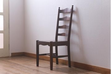 中古　松本民芸家具　艶のある木肌が上品なラダーバックチェア(ダイニングチェア、板座、椅子)(R-042272)