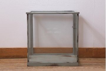 ヴィンテージ雑貨　レトロ　小振り　ラスティペイントを施したガラスケース(ディスプレイケース、ショーケース、ビンテージ)(R-042273)