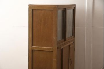 レトロ家具　作業台付き　ナチュラルスタイルにも合う食器棚(収納棚、キャビネット)(R-042278)