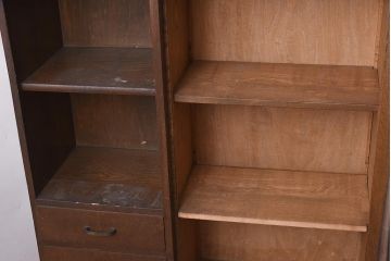 レトロ家具　変わり型　ディスプレイも楽しめる戸棚(収納棚、本箱、キャビネット)(R-042281)