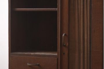 レトロ家具　変わり型　ディスプレイも楽しめる戸棚(収納棚、本箱、キャビネット)(R-042281)