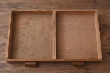 レトロ家具　ナラ材　昭和中期につくられたシンプルな平机(木製デスク)(R-042284)