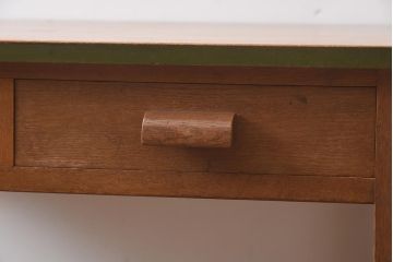 レトロ家具　ナラ材　昭和中期につくられたシンプルな平机(木製デスク)(R-042284)