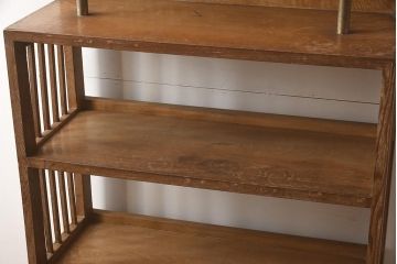 レトロ家具　引き出し付き　ナラ材　見せる収納を楽しめる収納棚(戸棚、シェルフ、キャビネット)(R-042285)