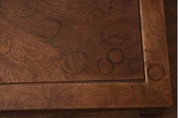 アンティーク家具　総ケヤキ材　天板一枚板　贅沢なつくりの座卓(ローテーブル)(R-042286)