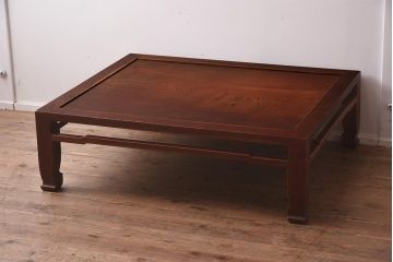 ビンテージ家具　天板一枚板　和空間を高める総ケヤキ材製の座卓(ローテーブル)(R-042288)
