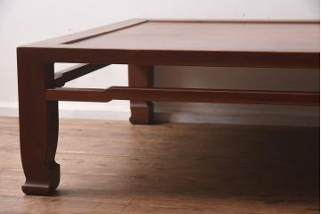 ビンテージ家具　天板一枚板　和空間を高める総ケヤキ材製の座卓(ローテーブル)(R-042288)
