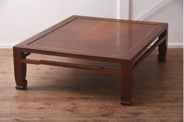 ビンテージ家具　天板一枚板　和空間を高める総ケヤキ材製の座卓(ローテーブル)(R-042288)