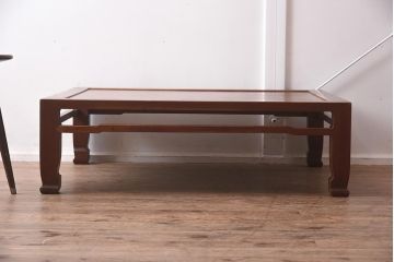 ビンテージ家具　天板一枚板　和空間を高める総ケヤキ材製の座卓(ローテーブル)(R-042288)