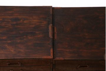 アンティーク家具　和製アンティーク　明治大正期　五丁引き　前面ケヤキ・中桐材　漆塗りが美しい秋田箪笥(重ね箪笥、衣装箪笥、引き出し)(R-042290)