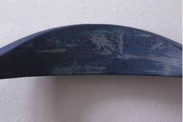 中古　アンティーク風ペイントがおしゃれなブルーのチェア(椅子、板座)(R-042292)