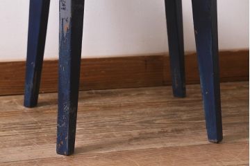 中古　アンティーク風ペイントがおしゃれなブルーのチェア(椅子、板座)(R-042292)