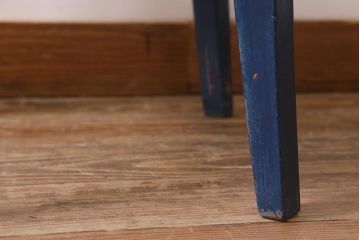 中古　アンティーク風ペイントがおしゃれなブルーのチェア(椅子、板座)(R-042292)