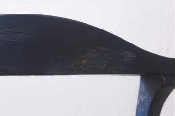 中古　アンティーク風ペイントがおしゃれなブルーのチェア(椅子、板座)(R-042292)