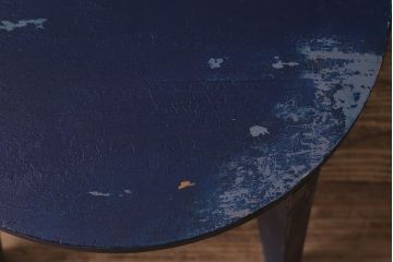 中古　アンティーク風ペイントがおしゃれなブルーのチェア(椅子、板座)(R-042292)