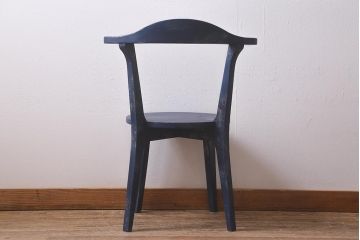 中古　アンティーク風ペイントがおしゃれなブルーのチェア(椅子、板座)(R-042292)