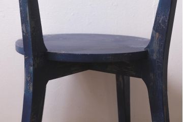 中古　アンティーク風ペイントがおしゃれなブルーのチェア(椅子、板座)(R-042292)