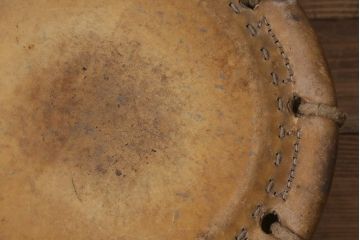 戦前　古い欅刳り貫き締め太鼓(ケヤキ太鼓、和太鼓、和楽器)(R-042297)