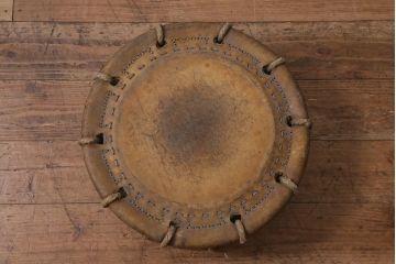 戦前　古い欅刳り貫き締め太鼓(ケヤキ太鼓、和太鼓、和楽器)(R-042297)