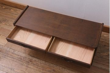 アンティーク家具　和製アンティーク　明治大正期　どこか懐かしさが漂う文机(座机、ローテーブル、引き出し、センターテーブル)(R-042299)