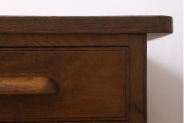 レトロ家具　ナラ材　昭和レトロな雰囲気満載の両袖デスク(机、在宅ワーク、在宅用両袖机、在宅ワーク、在宅用ワークデスク、勉強机)(R-042301)