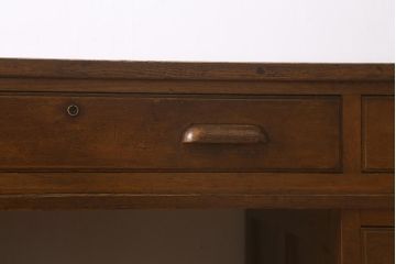 レトロ家具　ナラ材　昭和レトロな雰囲気満載の両袖デスク(机、在宅ワーク、在宅用両袖机、在宅ワーク、在宅用ワークデスク、勉強机)(R-042301)