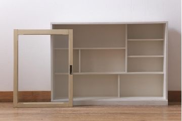 アンティーク家具　和製アンティーク　大正昭和初期　ペイント　ペイントカラーがお洒落な戸棚(収納棚、キャビネット、壁掛け)(R-042305)