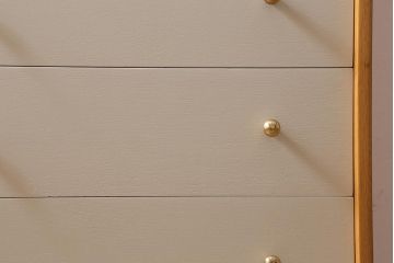 ヴィンテージ家具　北欧　G-PLAN(ジープラン)　サニーオーク&チャイニーズホワイト　個性的でおしゃれな7段チェスト(サイドチェスト、引き出し、ビンテージ)(R-042306)