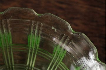アンティーク雑貨　昭和初期　レトロ　ウランガラス　プレスガラス小鉢3枚セット(小皿)(R-042308)