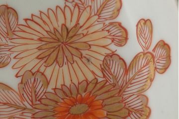 江戸期　伊万里焼　金彩色絵染付九寸皿(窓絵、9寸皿、大皿、古伊万里、和食器)(R-042309)